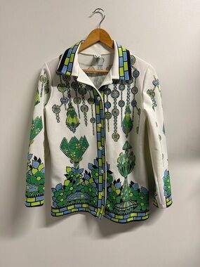 1970s Women’s stain glass design Printed Long-Sleeve Jacket